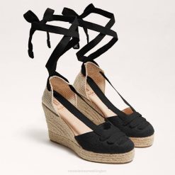 Women Footwear Sam Edelman Margherita Espadrille Wedge Sandal Black Suede 4N2P87