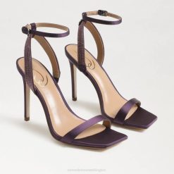 Women Footwear Sam Edelman Ophelia Ankle Strap Heel Eggplant Satin 4N2P539