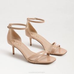 Women Footwear Sam Edelman Peonie Kitten Heel Sandal Beige Blush Patent 4N2P502