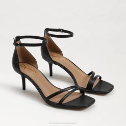 Women Footwear Sam Edelman Peonie Kitten Heel Sandal Black Leather 4N2P500