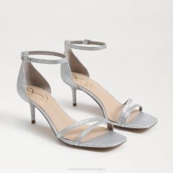 Women Footwear Sam Edelman Peonie Kitten Heel Sandal Soft Silver 4N2P501