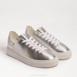 Women Footwear Sam Edelman Poppy Lace-Up Sneaker Soft Silver Leather 4N2P308