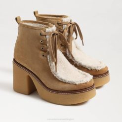 Women Footwear Sam Edelman Shaw Lace Up Bootie Sand Sont/Natural Mist 4N2P845