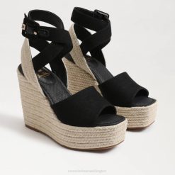 Women Footwear Sam Edelman Vada Espadrille Wedge Sandal Black 4N2P381