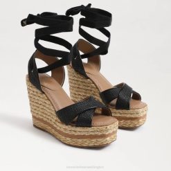 Women Footwear Sam Edelman Vaughn Espadrille Wedge Sandal Black Weave 4N2P245