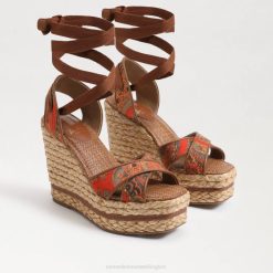Women Footwear Sam Edelman Vaughn Espadrille Wedge Sandal Orange Poppy 4N2P243