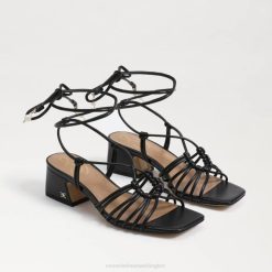 Women Footwear Sam Edelman Westley Lace up Block Heel Sandal Black Leather 4N2P398