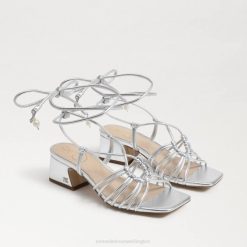 Women Footwear Sam Edelman Westley Lace up Block Heel Sandal Soft Silver 4N2P400