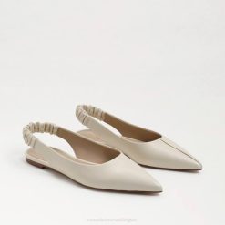 Women Footwear Sam Edelman Whitney Slingback Pointed Toe Flat Modern Ivory Leather 4N2P737