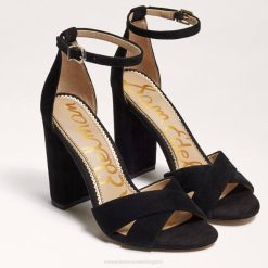 Women Footwear Sam Edelman Yancy Ankle Strap Sandal Black Suede 4N2P774
