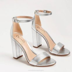 Women Footwear Sam Edelman Yaro Block Heel Sandal Silver Leather 4N2P327
