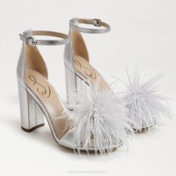 Women Footwear Sam Edelman Yaro Feather Heel Sandal Soft Silver 4N2P764