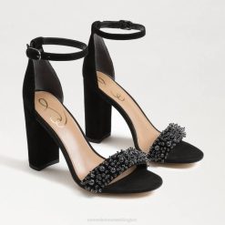 Women Footwear Sam Edelman Yaro Perla Block Heel Sandal Black Suede 4N2P619